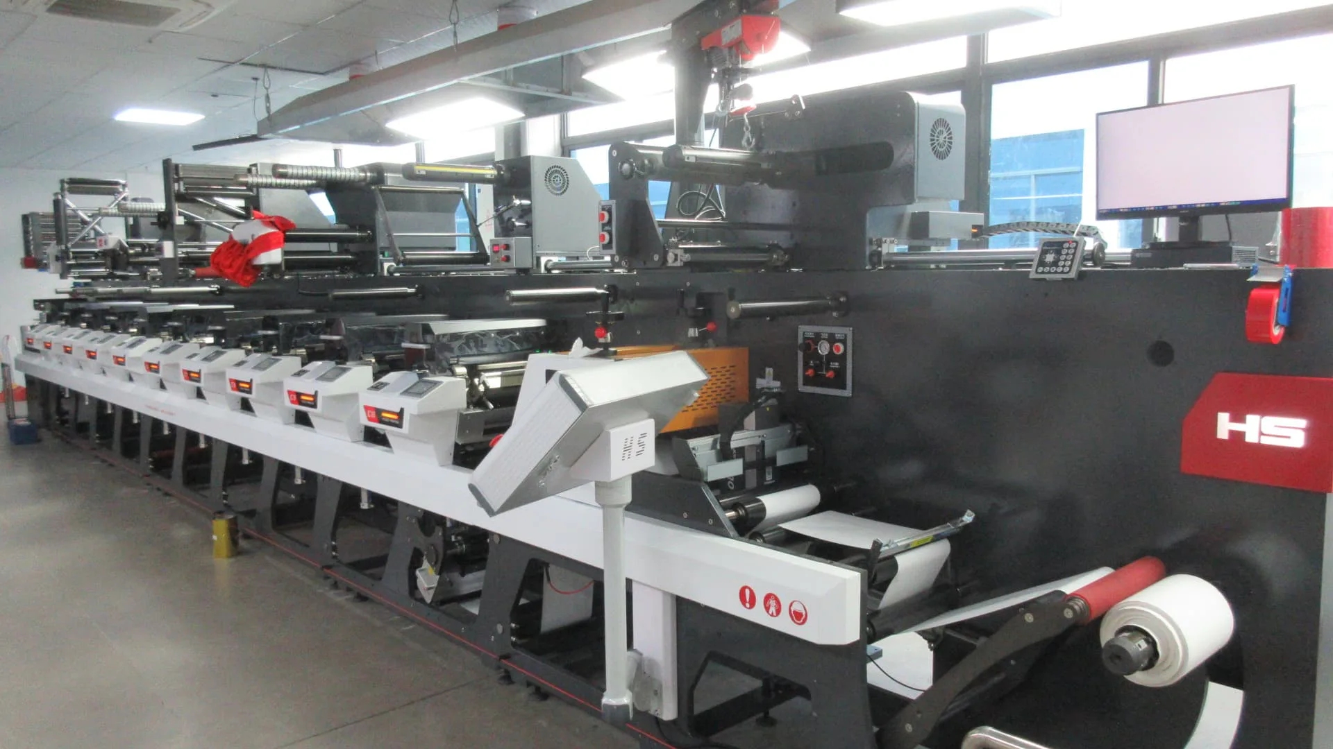Factory printing press used for custom label artwork proof and production