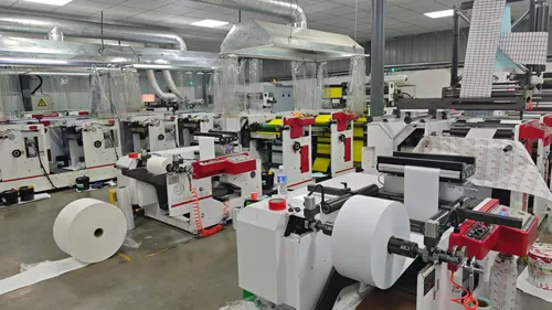 Factory roll label production line for machine-ready labels