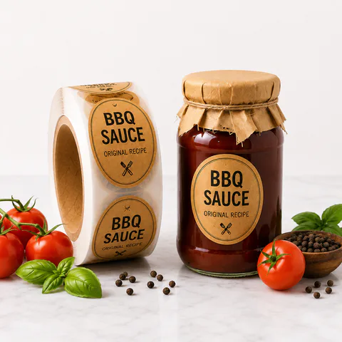 Sauce bottle labels for comparing removable and permanent adhesive choices