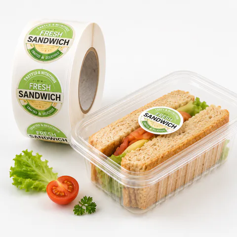 Food package label with space for date code and lot number planning