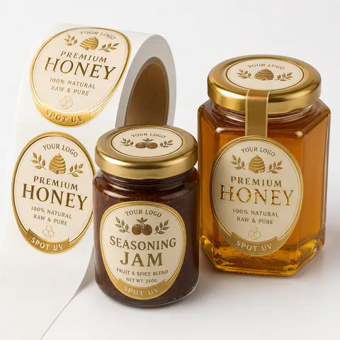 Honey and jam custom labels for a first small batch packaging run
